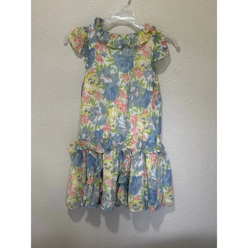 Adorable! Girls Ralph Lauren Girls Floral Summer Dress Ruffles Lined, size 8